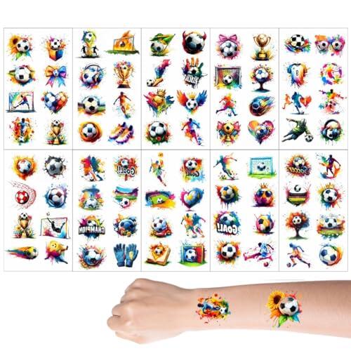 ZAKTUS Tatuajes Temporales Niños Fútbol | 20+ Hojas de Tatuajes Falsos de Acuarela | Hipoalergénicos para Niños y Niñas | Regalos Cumpleaños Infantiles y Rellenos Piñata