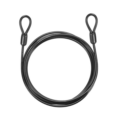 PATIKIL Candado de cable de seguridad (5/32 pulgadas de diámetro, capacidad de carga de 6 pies y 75 libras, negro) recubierto de vinilo, doble bucle, cuerda de alambre flexible, cable de seguridad