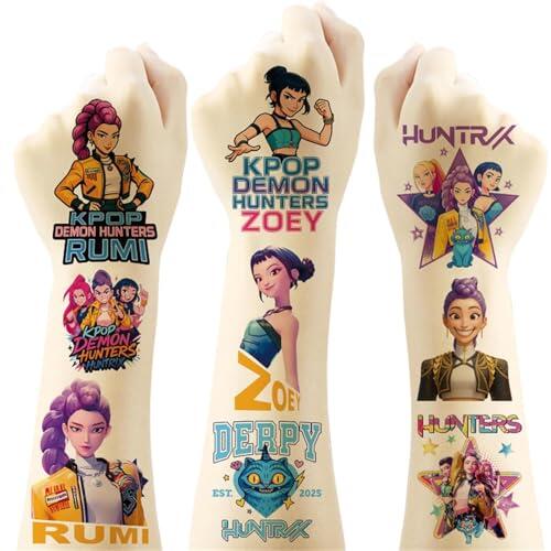 20 hojas Hunters Tatuajes temporales para niños, regalos de cumpleaños, pegatinas decorativas de película Hunters, premios de clase, regalos para niñas y niños, carnaval, regalos de Navidad