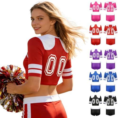Disfraz de animadora para mujer, sexy, camiseta de manga corta, uniforme de escenario, cosplay, fiesta, Halloween, rosa