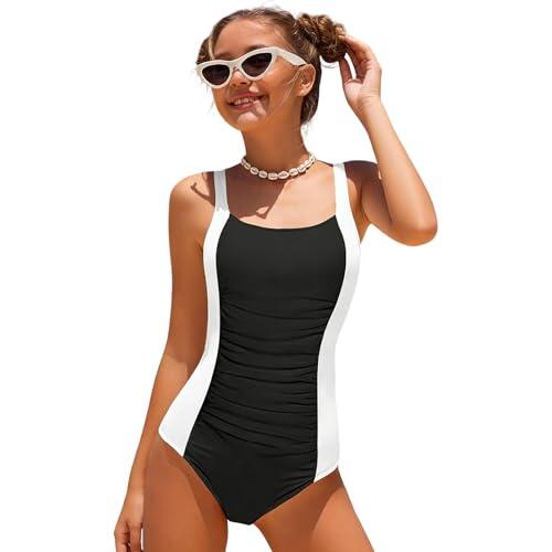 HTTDSLF Bañador de una Pieza para Niñas, Bañador de Una Pieza Choque de Colorespara Niñas de 10 a 11 Años, Ajuste Cómodo, Verano Natación Trajes de Baño para Fiesta Natación de Verano