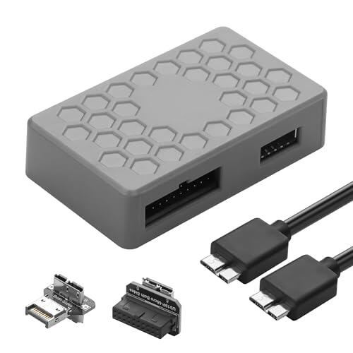 GINTOOYUN Placa base de 19 pines y extensión de interfaz Type-E equipado con adaptador de doble cara de 19 pines a Micro-B y adaptador de doble cara tipo E a Micro-B y cable de datos Micro-B (19 pines