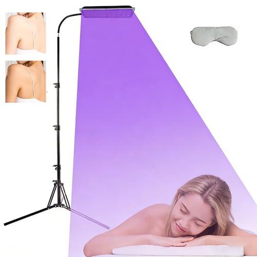 Lámpara de bronceado para casa de 45 W, 395 nm, lámpara bronceada para cara y cuerpo, soporte ajustable, lámpara UV bronceado con protección de los ojos, luz púrpura, para bronceado en casa, luz