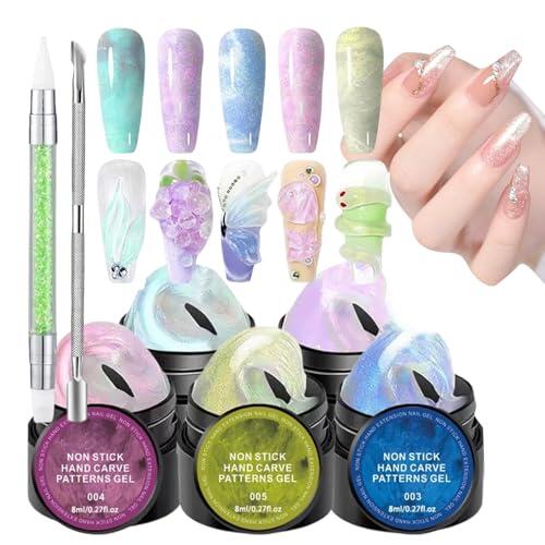 Gel Constructor | Set de 5 Piezas Sólido Efecto Nacarado No Pegajoso para Luz UV,Gel de Construcción - Para profesionales, salones, hogar, principiantes,