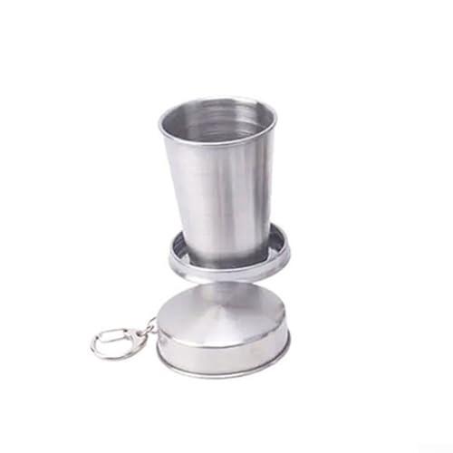 Taza de viaje de acero inoxidable 304 con interior cepillado, resiste las manchas y se enjuaga rápidamente para un uso fiable a largo plazo en cualquier lugar (taza de 6 pliegues de 75 ml)