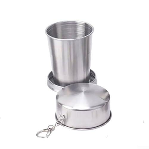 Taza de viaje de acero inoxidable 304 con interior cepillado, resiste las manchas y se enjuaga rápidamente para un uso fiable a largo plazo en cualquier lugar (taza de 3 pliegues de 150 ml)