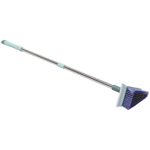 SHINEOFI Cepillo para Limpiar Pisos con Mango Largo de 87 Cm, Escobilla de Goma Triangular para Juntas y Esquinas, Cepillo Fregador Verde para Baño, Cocina y Terraza, Herramienta