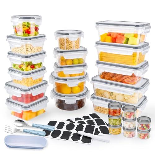 YUTUY 24 Recipientes Herméticos con Tapa,Envases Herméticos de Plástico,Sin BPA,Apilables,Envases para Alimentos,Reutilizables,Apto para Horno,Microondas,Congelador y Lavavajillas