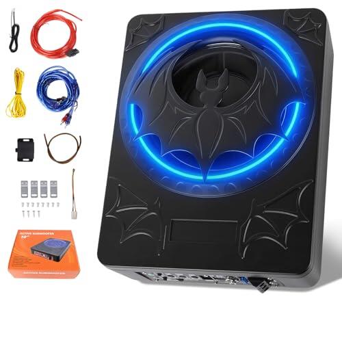 CAMECHO Subwoofer Ultraplano 1200W 70mm Bajo Asiento para Coche con Alimentación: Subsistema con Amplificador Integrado, Entrada de Alto y Bajo Nivel y Control de Volumen para SUVs y Camiones