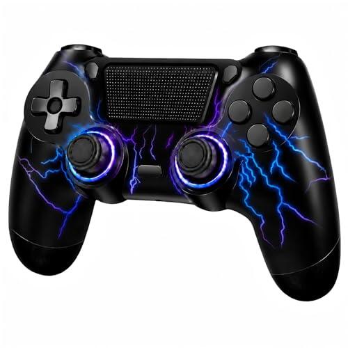 BJXOZ Mando Inalámbrico PS4 Mando, Controlador con Doble Vibración, USB-C Puerto, Altavoz, Sensor de 6 Ejes, Panel Táctil, Jack de 3,5 mm, 1000 mAh, Luz RGB, Compatible con PS4/Slim/Pro/PC