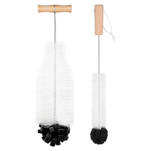 AOOTE Cepillo para Botellas de Cristal,2 Piezas Cepillos para Botellas,Cepillo Adecuado para Botellas SodaStream,Cepillos Limpia Botella de Cristal para Lavar Termos,Botella para Beber (Negro)