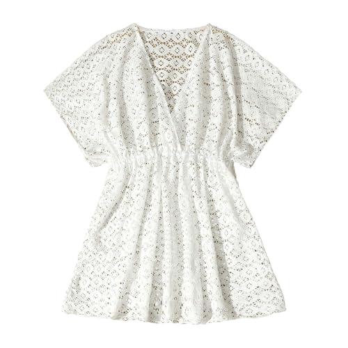 Generisch 2026 Traje de baño elástico de alta calidad para niñas, cómodo protector solar trajes de baño para adolescentes adolescentes en la playa piscina, Blanco, 9-10 años