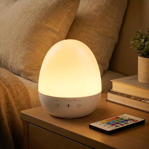 Auxmir Lámpara de Mesita de Noche LED 3000mAh, Táctil y Remoto