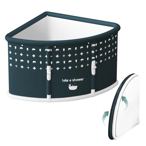 Bañera plegable en forma de abanico para adultos, tina portátil de PVC, plegable, grande, plegable, de solo 7,5 cm de grosor, bañera de esquina independiente para interiores y exteriores, recuperación