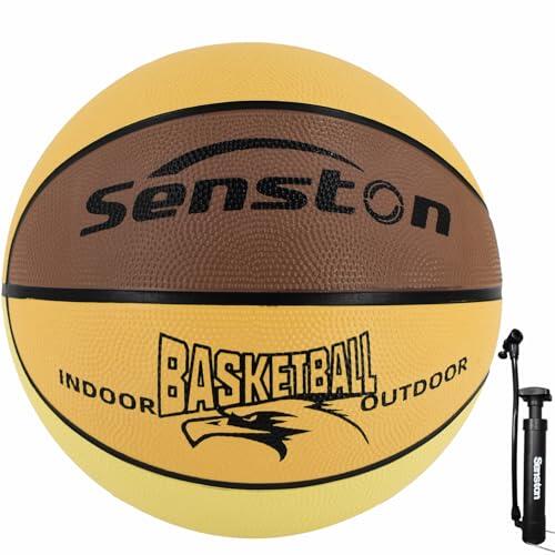 Senston Balon Baloncesto Tamaño 5,Entrenamiento de Baloncesto Juvenil/Adulto, Baloncesto Interior y Exterior, con Bomba