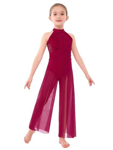 JEATHA Maillot De Danza Ballet Niña Jumpsuit Sin Mangos Leotardo Gimnasia Rítmica Vestido De Danza Contemporánea Actuación borgoña A 7-8 años