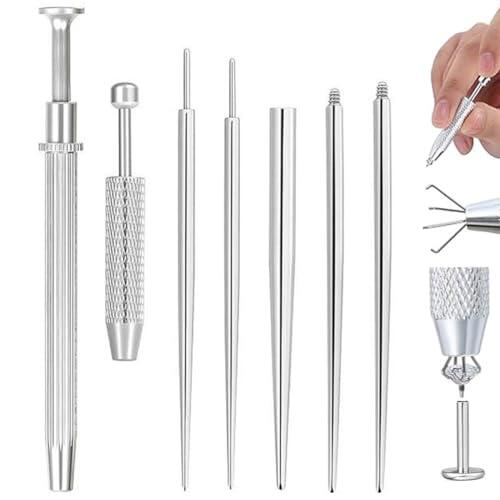 UIEXEA Set de Pinzas para Piercing 7 Piezas, Pinza Antideslizante con Abridor de Bolas y Barra Cónica de Inserción, Kit Piercing Completo para Oreja, Nariz, Lengua y Ombligo