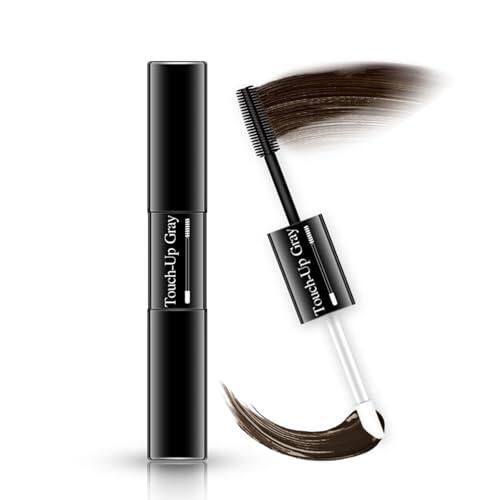Máscara para el cabello, cubre canas, oculta la línea del cabello, fórmula suave, secado rápido y lavable, diseño de doble punta para un color de cabello natural, Marrón medio, 7 ml