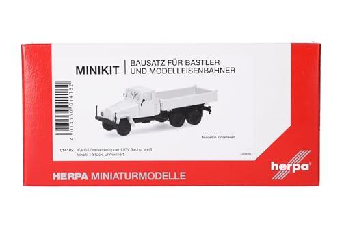 Herpa Kit de Modelo MiniKit IFA G5 camión volquete trilateral 3 Ejes, Blanco, Escala 1/87, maqueta de colección, modelismo, Modelo alemán, Figura plástico