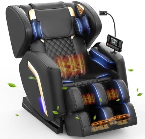 NAGLIFOR Sillón de Masaje con 14 Rodillos,9 Airbags, Calefacción para Espalda y Piernas, Masaje de Pies, Altavoces Bluetooth, Control por Teléfono Inteligente, Panel táctil,Sillón para Todo el Cuerpo