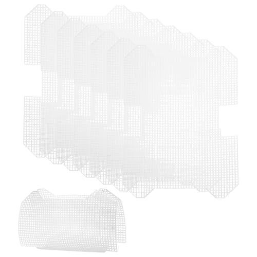 QUARKZMAN 8 Piezas De Lámina De Malla Plástica 10.3 X 7.3 Pulgadas Para Hacer Bolsos De Crochet Lienzo En Blanco Para Bordado Manualidades Proyectos DIY Blanco