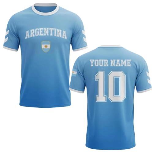 Camiseta personalizada de fútbol americano con nombre y número de camiseta personalizada para niños y adultos, 01 azul cielo., XXL