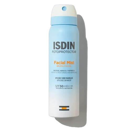 ISDIN Fotoprotector Facial Mist SPF50, Protector Solar facial en spray formato bruma ultrafina e invisible, Protege, hidrata y refresca tu piel, 100ml