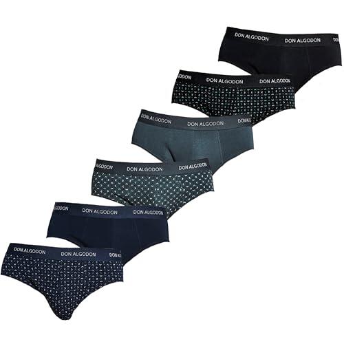 DON ALGODON | Pack 6 Slips Hombre Suaves, Transpirables y Resistentes (FR/ES, Letras, XL, Regular, Regular, Multicolor4)