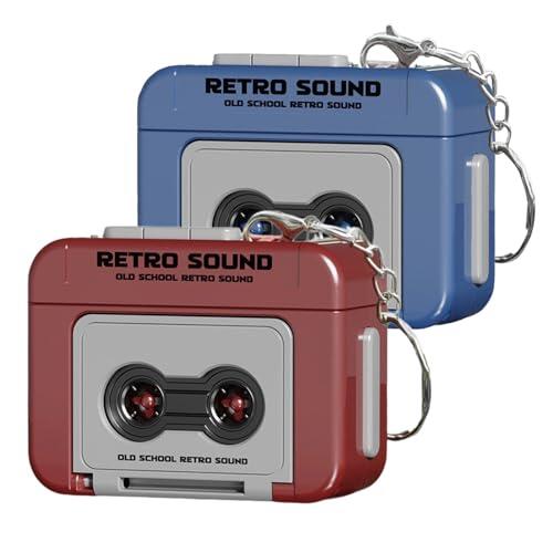 GWEOR 2 Piezas Llavero De Mini Grabadora De Cinta 5,5x2,2x4,1 Cm Llavero De Reproductor De Cinta De Cassette Retro Grabable Con Reproductor