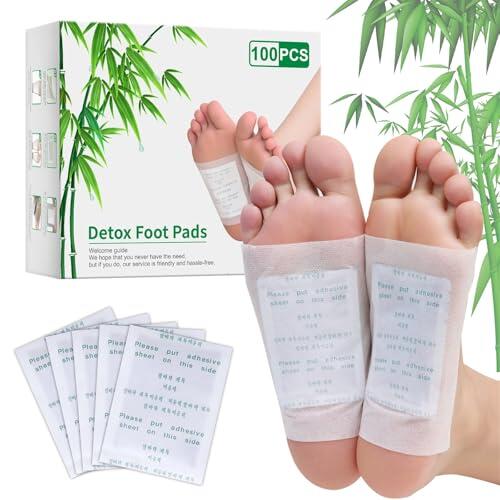 Lote de 100 parches para pies con esencia de bambú, almohadillas para pies para la noche, autoadhesivas, para el cuidado diario de los pies
