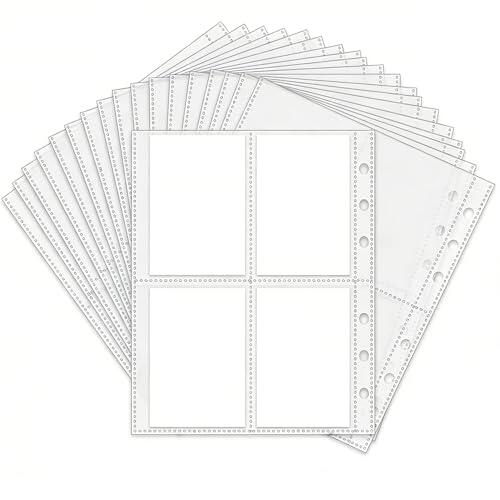 30 fundas para tarjetas coleccionables A5 para carpetas fotográficas, 4 bolsillos, fundas transparentes A5 de 6 agujeros, fundas transparentes para tarjetas comerciales, seguras para archivar, sin