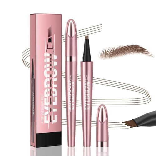 Lápiz de Cejas Mágico con 4 Puntas, Lápiz de Cejas 3D Resistente al Agua, Eyebrow Pencil de Precisión, Crear Naturales (02# Marrón oscuro)