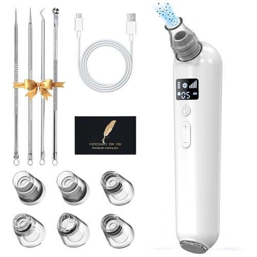 UCAMP Succionador de Puntos Negros, Limpiador Facial Eléctrico con 5 Modos 6 Puntas y Aplicación de Calor, Extractor de Puntos Negros para Todo Tipo de Piel(con Extractores de Acné Kit)