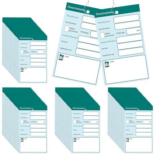 Werownsgso 100 unidades de etiquetas de OLwechselt OLwechselzettel con alambre verde 6 x 10 cm verde OLwechselzettel OL Service Notas de OLzettel con alambre, etiquetas de servicio al cliente