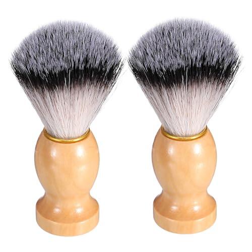XLIUAX Paquete de 2 brochas de afeitar, cepillos de afeitar profesionales para hombres, cepillo de espuma facial con cerdas suaves para un aseo suave