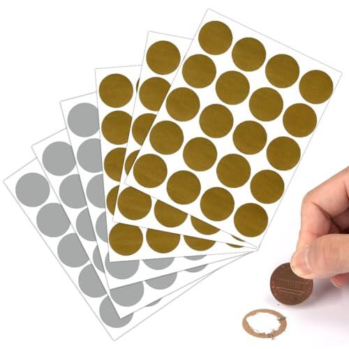 WHYCNJL 120 Piezas 25mm Tarjeta Rasca Pegatinas, Scratch Sticker, Adhesivas para Sorpresa Pegatinas, Rasca y Gana Personalizado Pegatinas(Dorado & Plateado)