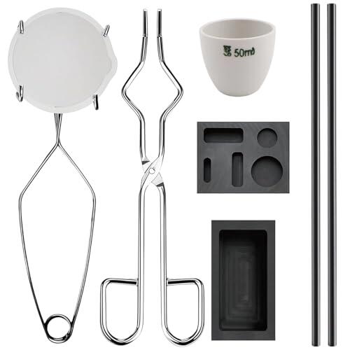 Kit de fusión de plata, fundidor de lingotes de antorcha de grafito , kit de fundición de oro, para plata, cobre, aluminio, hierro, joyería, refinación, manualidades, pesos de fundición