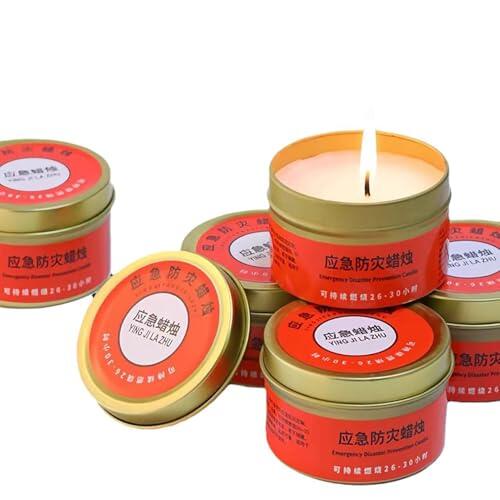 Velas Emergencia Larga Duración | 5 Kit Supervivencia Velas | Kit Supervivencia Apagón Electrico Vela Emergencias 26 a 30 Horas | Desastres Vela Ceras Lata Prueba Vientos para Acampar, Cortes Energía