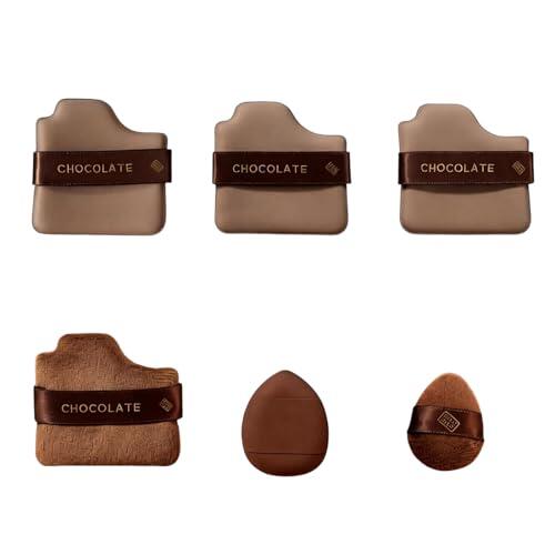 PHYNDR 6 Piezas De Esponjas De Maquillaje, Multifuncionales, Reutilizables, Para Base De Maquillaje, Colorete, Herramientas De Maquillaje HúMedas Y Secas (Color Chocolate)