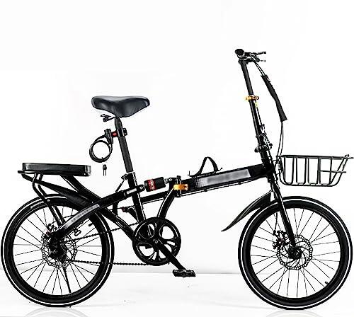 ETUELNOPT Bicicleta Plegable Urbana, Bicicleta Urbana de montaña Plegable for Adultos con Freno Disco Acero Alto Contenido Carbono, 16 Pulgadas, Blanca y Negra