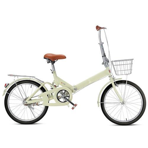 ETUELNOPT Bicicleta Plegable Urbana, Bicicleta Plegable for Adultos Multicolor 20-22 Pulgadas(Beige,20)