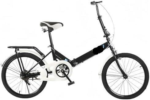 ETUELNOPT Bicicleta Plegable Urbana, Bicicleta Plegable Adulto Velocidad Variable Negro Blanco Tallas BA(Black,A)