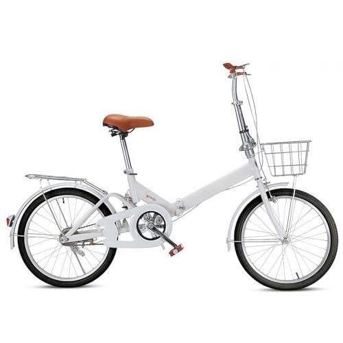 ETUELNOPT Bicicleta Plegable Urbana, Bicicleta Plegable for Adultos Multicolor 20-22 Pulgadas(White,20)