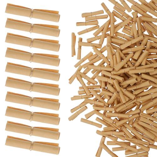 200 unidades mini rollos de papel pergamino vintage pequeño suelto para escribir uno mismo con anillos para mensajes escritos a mano de San Valentín, aniversario, fiesta de cumpleaños, actividades en