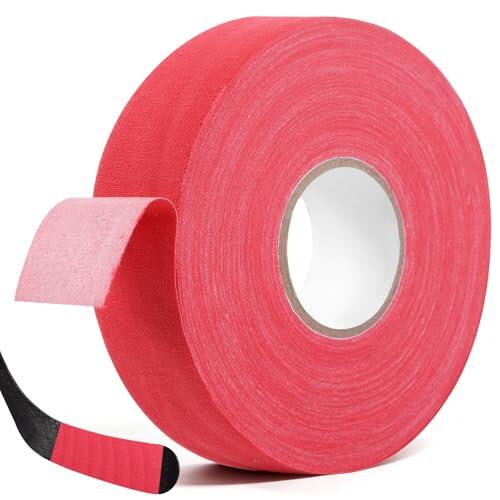 BSTDAYEVER Cinta de Hockey Cinta para Palo de Hockey Cintas Adhesiva Hockeys Autoadhesivas Rojo 2.5cmx25m Cintas de Stick Hockeys Antideslizante para Agarre Bádminton Raqueta Tenis Golf Ping Pong