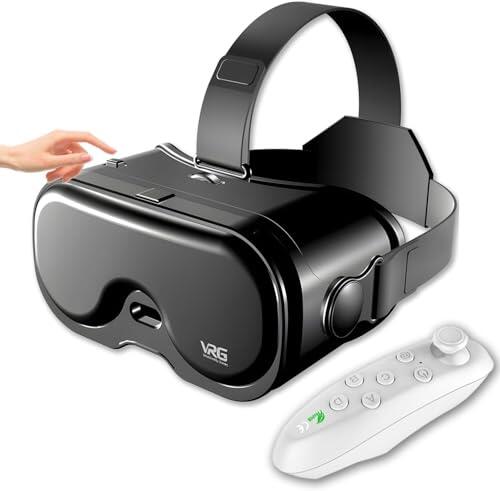 Gafas VR para Móvil con Mando - Gafas de Realidad Virtual 3D Ajustables (Miopía 0-700°) y Protección Facial Anti-Luz Azul - Compatible Android/iOS (5-7") - Regalo Ideal para Niños, Hombres y Mujeres
