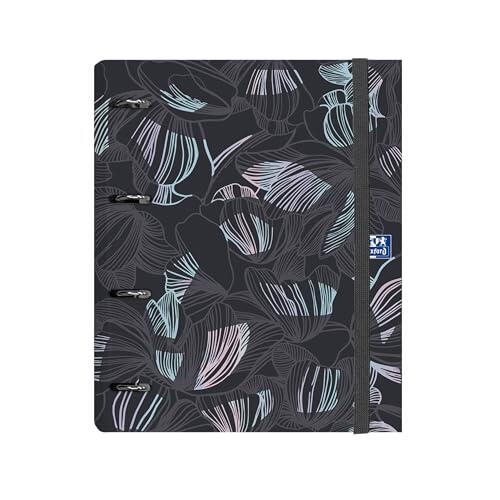 Oxford, Europeanbinder, Archivador de 4 anillas A4+, Tapa Extradura Dream Tech, Incluye Recambio Cuadrícula 5X5, Pizarra Write&Erase y Pegatinas, Diseño: flores