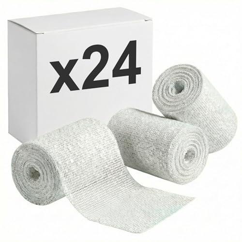 KMINA Venda de Escayola (24 unidades) 5 cm x 2,7 m Yeso de Fraguado Rápido para Modelado y Manualidades, Blanca