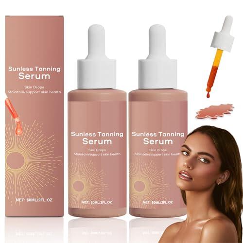 2 Pcs Gotas Bronceadoras Sin Sol, Sunless Tanning Drops, Gotas Bronceadoras Faciales NaturalGotas Bronceadoras Sin Sol para Cara y Cuerpo, Enhances Natural Skin Tone