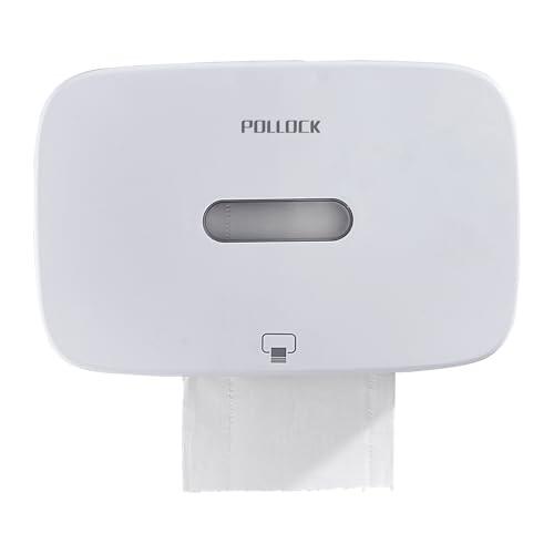 Pollock Dispensador de Papel Manos, Dispensador de Rollo de Papel, Montado en la Pared Sin Taladrar, Dispensador de Toalla de Papel Capacidad de 200+ Hojas, para Comerciales, Hoteles, Hogares, Blanco